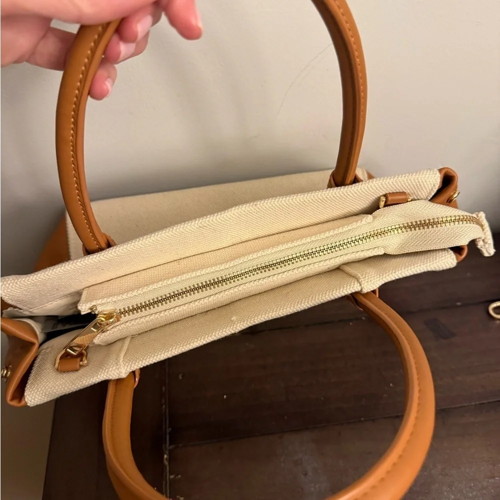 A New Day Canvas Satchel Crossbody – Natural/Tan